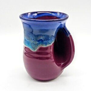 Neher 2018 Blue Purple Studio Art Pottery Ceramic Hand Warmer Mug